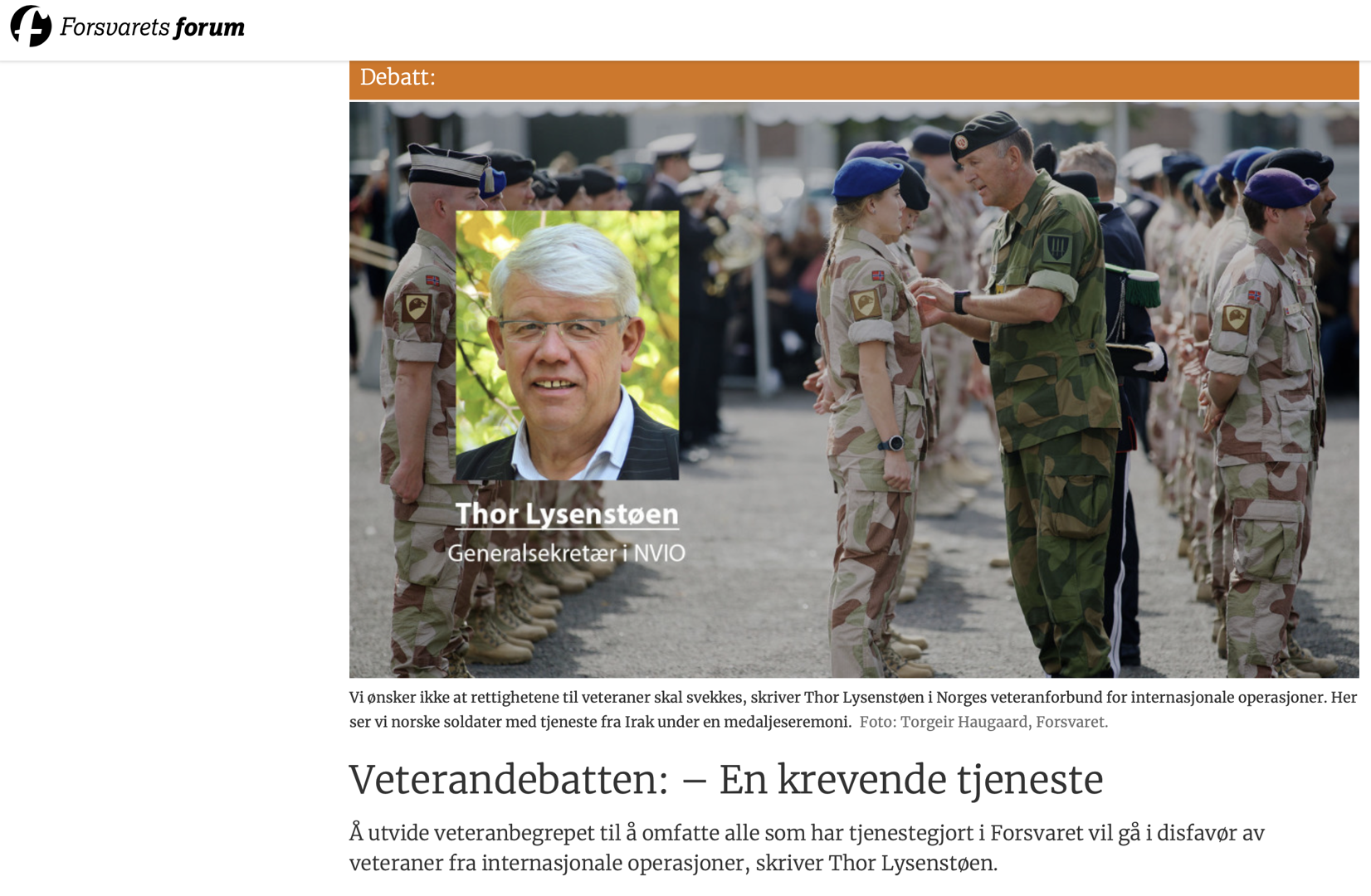 Veterandebatten på Forsvarets Forum